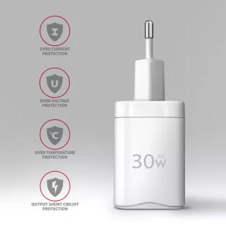 AXAGON ACU-PQ30W, Sil mrežni punjač 30W, 2x port (USB-A + USB-C), PD3.0/PPS/QC4+/SFC/AFC/Apple, bijeli
