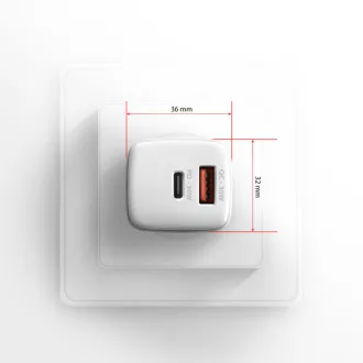 AXAGON ACU-PQ30W, Sil mrežni punjač 30W, 2x port (USB-A + USB-C), PD3.0/PPS/QC4+/SFC/AFC/Apple, bijeli