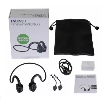EVOLVEO bežične slušalice BoneSwim MP3 16GB, na jagodice, sive