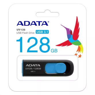 ADATA Flash Disk 256GB UV128, USB 3.1 Dash Drive (R:90/W:40 MB/s) crna/plava