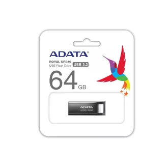 ADATA Flash Disk 64GB UR340, USB 3.2 Dash Drive, sjajni crni metal