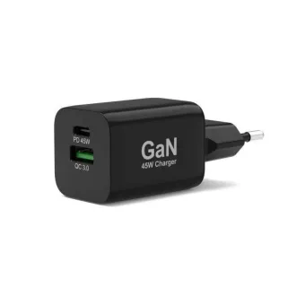 PORT mrežni punjač za USB-C i USB-A, 45 W, crni
