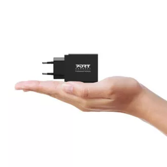 PORT mrežni punjač za USB-C i USB-A, 45 W, crni