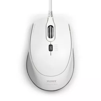 PORT optički miš SILENT, USB-A/USB-C, 3600 DPI, bijeli