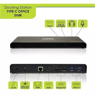 PORT priključna stanica USB-C 9u1 3x4K, 2x Display Port, HDMI, 3x USB, USB-C, Ethernet, utičnica