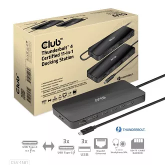 Club3D USB-C 11v1 priključna stanica, 2xDP, 3xUSB-C, 3xUSB, 1xRJ45, čitač SD kartica, crna