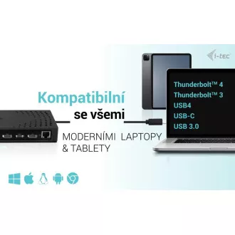 i-tec USB 3.0 / USB-C / Thunderbolt, 3x 4K priključna stanica Gen 2 + PD 100 W