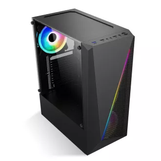 1stCOOL kućište SHARK 2, srednji toranj, AU, USB 3.0, bez izvora napajanja, RGB ventilator, prozirna strana, crna