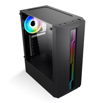 1stCOOL kućište SHARK 1, srednji toranj, AU, USB 3.0, bez izvora napajanja, RGB ventilator, prozirna strana, crna