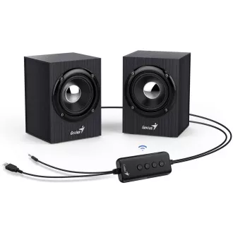 GENIUS zvučnik SP-HF385BT, 2.0, Bluetooth 5.0, 4W, drveni, crni