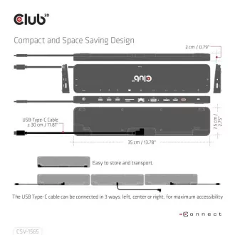 Club3D USB-C priključna stanica 14v1, 1xDP, 1xHDMI, 1xVGA, 2xUSB-C, 5xUSB, 1xRJ45, 1x3,5 mm, siva Club3D USB-C priključna stanica 14v1, 1xDP, 1xHDMI, 1xVGA, 2xUSB-C, 5xUSB, 1xRJ45, 1x3,5 mm, siva
