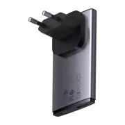 Ultratanki adapter za brzo punjenje Baseus GAN5 Pro USB-C + USB-A 65W, sivi