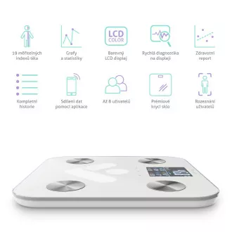 TrueLife FitScale W6 BT - bluetooth vaga za bioelektričnu impedanciju - bijela
