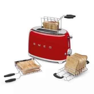 Smeg TSF01RDEU Toster / toster, 2 tosta, 6 razina pečenja, ladica za mrvice, stil 1950-ih, crvena
