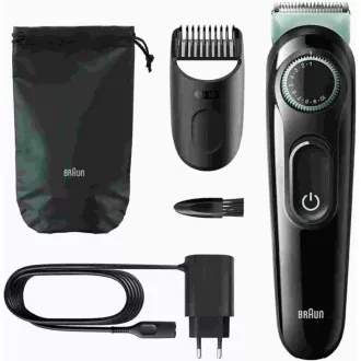 Braun BT3323 trimer za bradu, 20 postavki dužine, od 0,5 do 10 mm, četka za čišćenje, crna