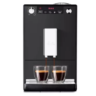 MELITTA Solo Frosted Black, aparat za kavu, 15 bara, 2 šalice odjednom, ugrađeni mlin, nemliječni recepti, crna