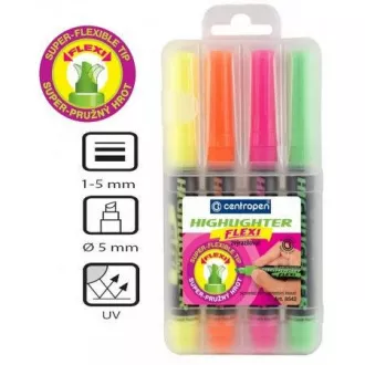 Highlighter Centropen 8542/4 Highlighter Flexi 4 boje klinast vrh 1-5 mm