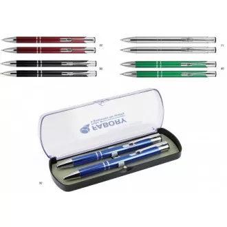 Set kemijska olovka aluminijska i mikroolovka Empen Solomon A10.2238 u plastičnoj kutiji plavo tijelo mix
