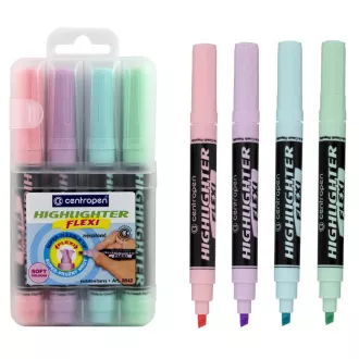 Highlighter Centropen 8542/4 Highlighter Flexi Soft pastel 4 boje klinast vrh 1-5 mm