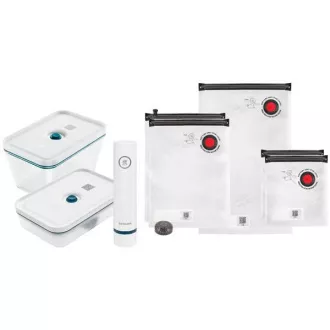 ZWILLING vakum set, staklena posuda, plastična posuda, 5 vrećica, vakum pumpa, plava - Fresh & Save