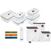 ZWILLING vakum set, 3x staklena posuda, 2x plastična posuda, 7 vrećica, vakum pumpa, 3 trake, plava - Fresh & Save