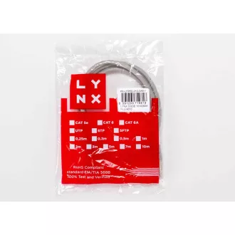 LYNX patch kabel Cat5E, UTP - 1.5m, sivi LYNX patch kabel Cat5E, UTP - 1.5m, sivi