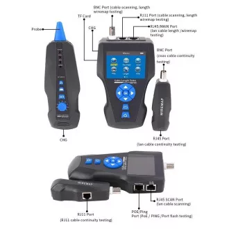 Tester LAN kabela TLCD8601S s LCD-om, koaksijalnim, Cat3/Cat5E/Cat6/Cat7, UTP/STP, USB, PoE, ping, sondom, anti-loop Tester LAN kabela TLCD8601S s LCD-om, koaksijalnim, Cat3/Cat5E/Cat6/Cat7, UTP/STP, USB, PoE, ping, sondom, anti-loop
