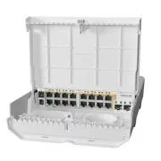 MikroTik Cloud Router Switch CRS318-16P-2S+OUT, 800MHz CPU, 256MB, 16x10/100/1000 (PoE-out), 2xSFP+, uklj. L5, vanjski