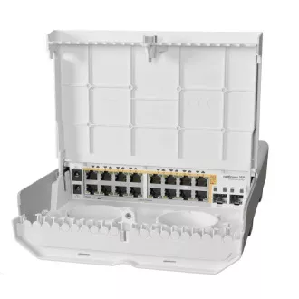 MikroTik Cloud Router Switch CRS318-16P-2S+OUT, 800MHz CPU, 256MB, 16x10/100/1000 (PoE-out), 2xSFP+, uklj. L5, vanjski