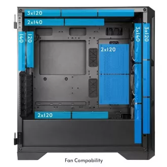 CHIEFTEC kućište APEX LUMO, E-ATX, 1x USB-C 3.2, 2x USB 3.0, 4x 140mm ARGB ventilator, ARGB Hub, crna