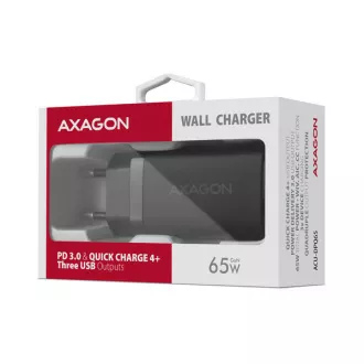 AXAGON ACU-DPQ65, GaN mrežni punjač 65W, 3x port (USB-A + dual USB-C), PD3.0/QC4+/PPS/Apple, crni AXAGON ACU-DPQ65, GaN mrežni punjač 65W, 3x port (USB-A + dual USB-C), PD3.0/QC4+/PPS/Apple, crni