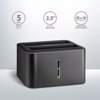AXAGON ADSA-D25, USB 3.2 Gen 1 - 2x SATA 6G 2.5" SSD/HDD CLONE MINI priključna stanica