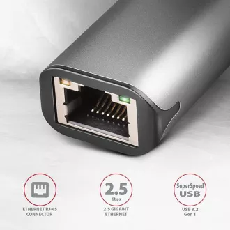 AXAGON ADE-25RC USB-C 3.2 Gen 1 - 2.5 Gigabit Ethernet mrežna kartica, Realtek 8156, auto instalacija, siva