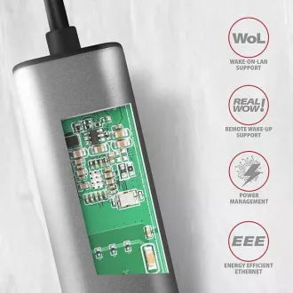 AXAGON ADE-25RC USB-C 3.2 Gen 1 - 2.5 Gigabit Ethernet mrežna kartica, Realtek 8156, auto instalacija, siva