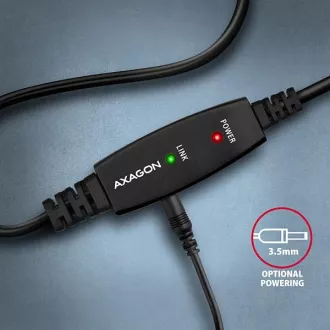 AXAGON ADR-220B, USB 2.0 AM -> BM aktivna veza / repetitor kabel, 20m