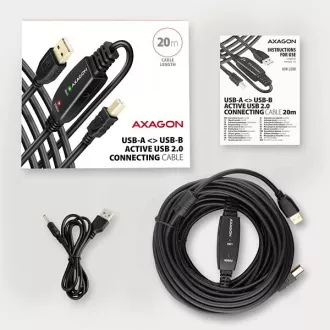 AXAGON ADR-220B, USB 2.0 AM -> BM aktivna veza / repetitor kabel, 20m