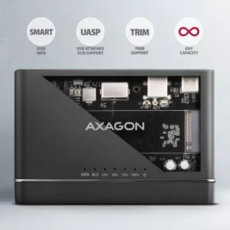 AXAGON ADSA-CC USB-C 10Gbps - NVMe M.2 SSD & SATA 2.5"/3.5" SSD/HDD CLONE MASTER 2 adapter