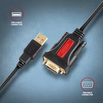 AXAGON ADS-1PSN, USB-A 2.0 - serijski RS-232 DB9-M Prolific adapter / kabel 1.5m