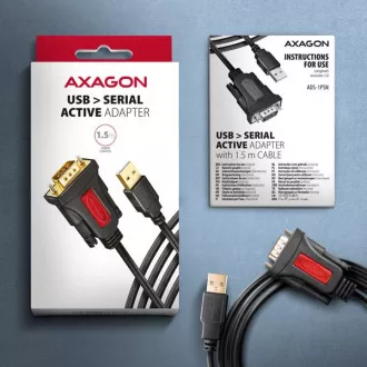 AXAGON ADS-1PSN, USB-A 2.0 - serijski RS-232 DB9-M Prolific adapter / kabel 1.5m