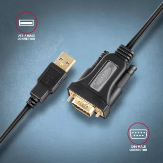 AXAGON ADS-1PQN, USB-A 2.0 - serijski RS-232 DB9-M FTDI adapter / kabel 1.5m