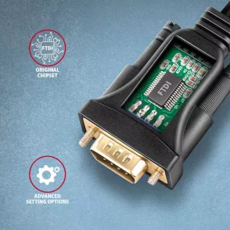 AXAGON ADS-1PQN, USB-A 2.0 - serijski RS-232 DB9-M FTDI adapter / kabel 1.5m