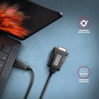 AXAGON ADS-1PQN, USB-A 2.0 - serijski RS-232 DB9-M FTDI adapter / kabel 1.5m