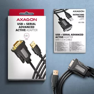 AXAGON ADS-1PQN, USB-A 2.0 - serijski RS-232 DB9-M FTDI adapter / kabel 1.5m