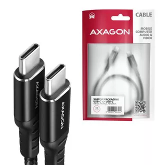AXAGON BUCM-CM15AB, HQ kabel USB-C <-> USB-C, 1.5m, USB 2.0, PD 60W 3A, ALU, pleteni, crni AXAGON BUCM-CM15AB, HQ kabel USB-C <-> USB-C, 1.5m, USB 2.0, PD 60W 3A, ALU, pleteni, crni