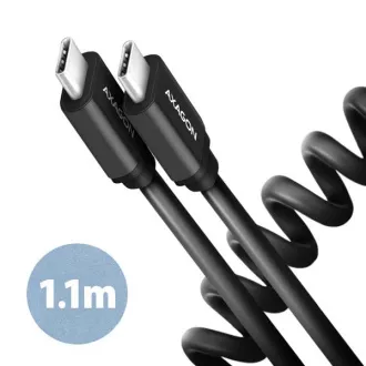 AXAGON BUCM-CM20TB, TWISTER kabel USB-C <-> USB-C, 1.1m, USB 2.0, PD 60W 3A, ALU, tpe, crni