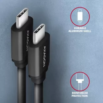 AXAGON BUCM-CM20TB, TWISTER kabel USB-C <-> USB-C, 1.1m, USB 2.0, PD 60W 3A, ALU, tpe, crni