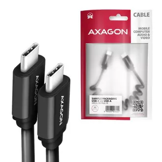 AXAGON BUCM-CM20TB, TWISTER kabel USB-C <-> USB-C, 1.1m, USB 2.0, PD 60W 3A, ALU, tpe, crni