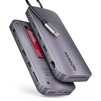 AXAGON HMC-12GM2, USB 10Gbps hub, 3x USB-A, USB-C, HDMI, DP, RJ-45 GLAN, M.2, SD/mSD, audio, PD 100W, USB-C kabel 50cm AXAGON HMC-12GM2, USB 10Gbps hub, 3x USB-A, USB-C, HDMI, DP, RJ-45 GLAN, M.2, SD/mSD, audio, PD 100W, USB-C kabel 50cm