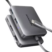 AXAGON HMC-5HL USB 5Gbps hub, 2x USB-A, HDMI 4k/60Hz, RJ-45 GLAN, PD 100W, USB-C kabel 20cm