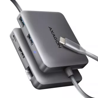 AXAGON HMC-5HL USB 5Gbps hub, 2x USB-A, HDMI 4k/60Hz, RJ-45 GLAN, PD 100W, USB-C kabel 20cm